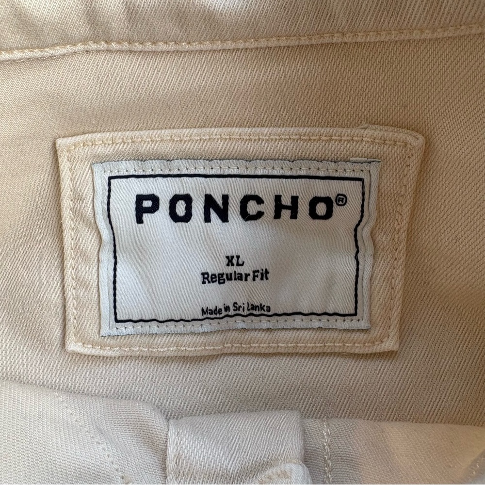 Poncho Western Long Sleeve Pearl Snap Shirt Men's XL Heavy Duty Canvas Tan - Picture 5 of 8